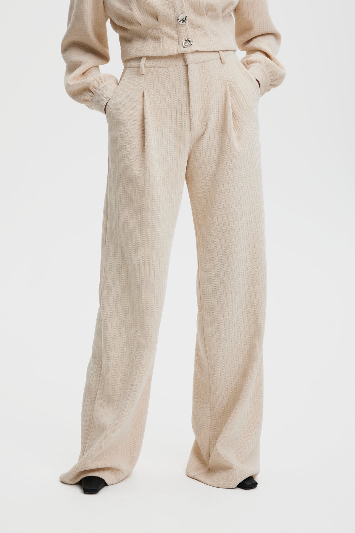ElnoraGZ HW Pants - Off White Structure