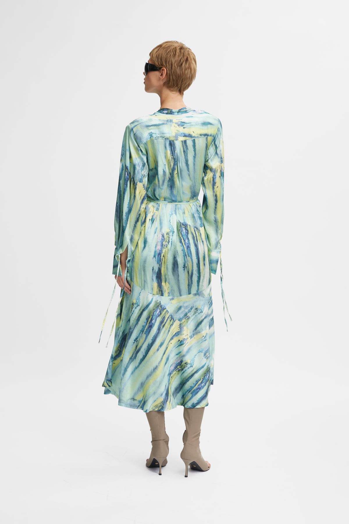WaleryGZ P Wrap Dress - Green Aqua Art