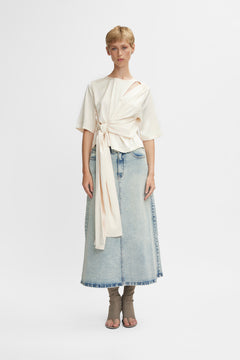 ManulaGZ HW Midi Skirt - Light Blue Acid Wash
