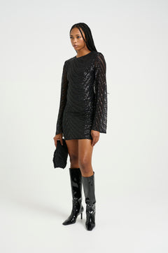 Gliragz Short Dress - Black Sequins