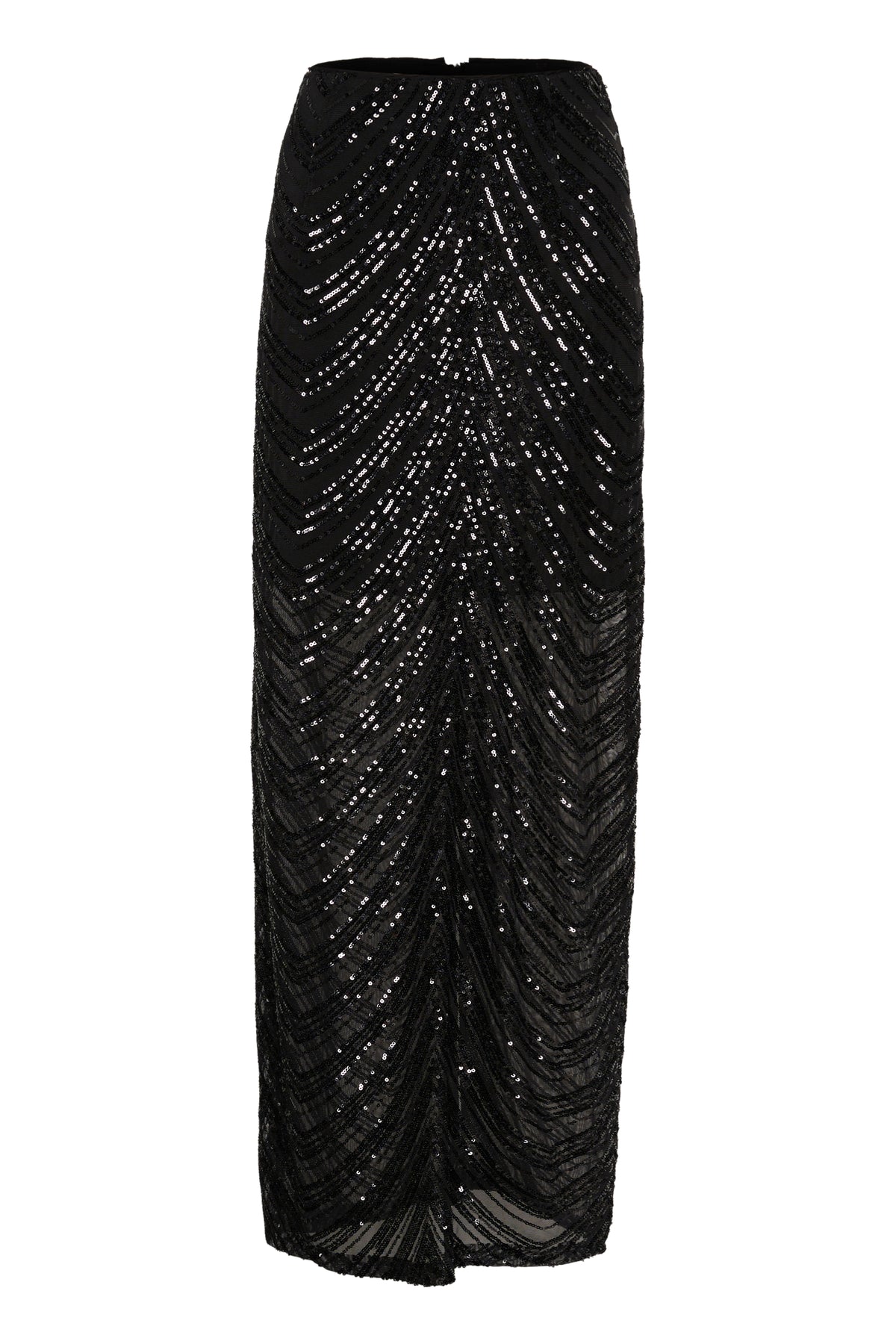 Gliragz Hw Long Skirt - Black Sequins