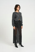 Gliragz Hw Long Skirt - Black Sequins