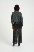 Gliragz Hw Long Skirt - Black Sequins
