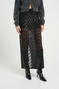 Gliragz Hw Long Skirt - Black Sequins
