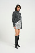 Glittagz Mini Skirt - Silver Sequins