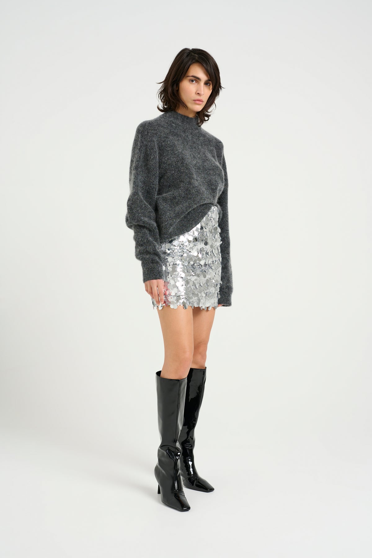 Glittagz Mini Skirt - Silver Sequins