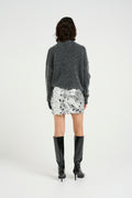 Glittagz Mini Skirt - Silver Sequins