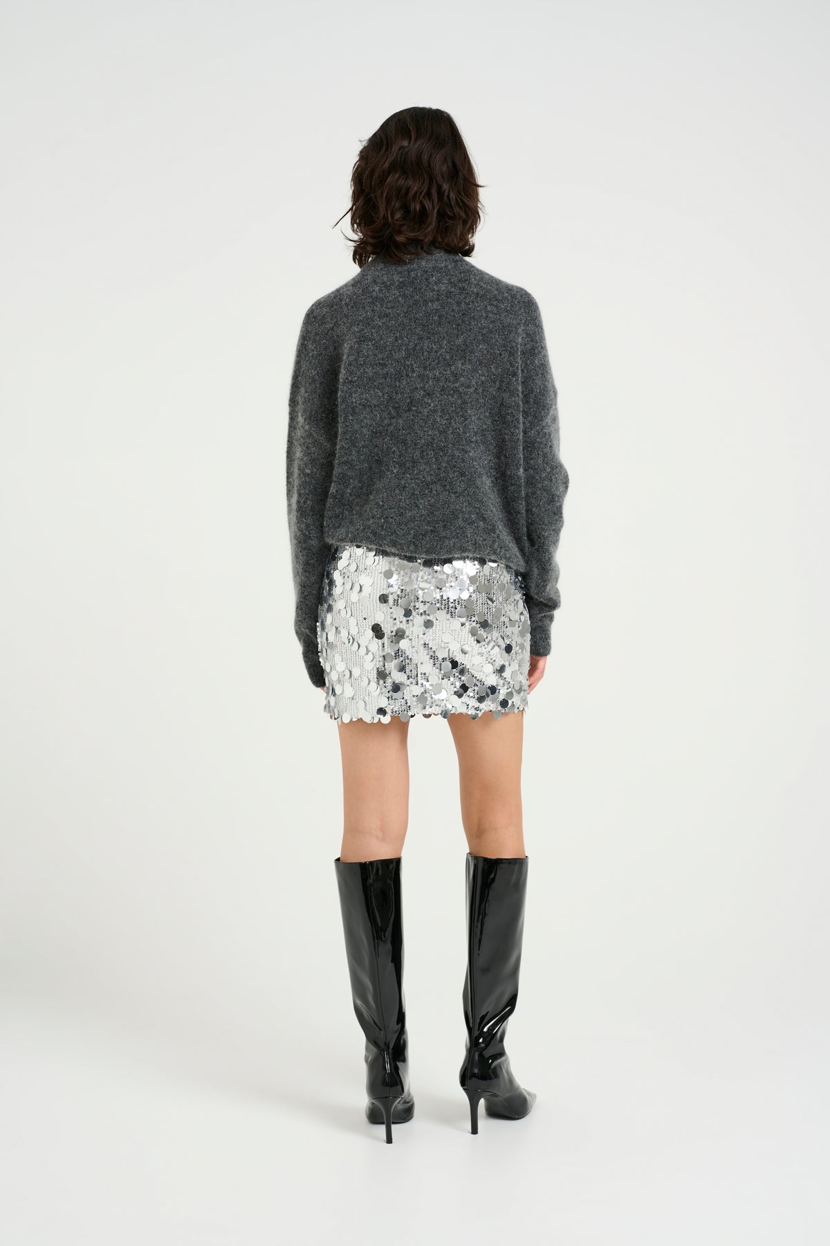 Glittagz Mini Skirt - Silver Sequins