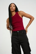 Silvigz Rib Sl Top - Feisty Red Metallic