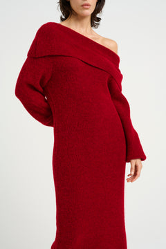 Alphagz Off Shoulder Dress - Haute Red Melange
