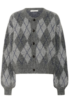 Gzsasi Cardigan - Check Dark Grey/Grey/Blue Comb