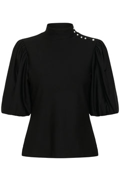 Gzrifa Button Balloon Top - Black