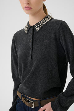 Gzmanzi Deco Polo Pullover - Deep Graphite Melange