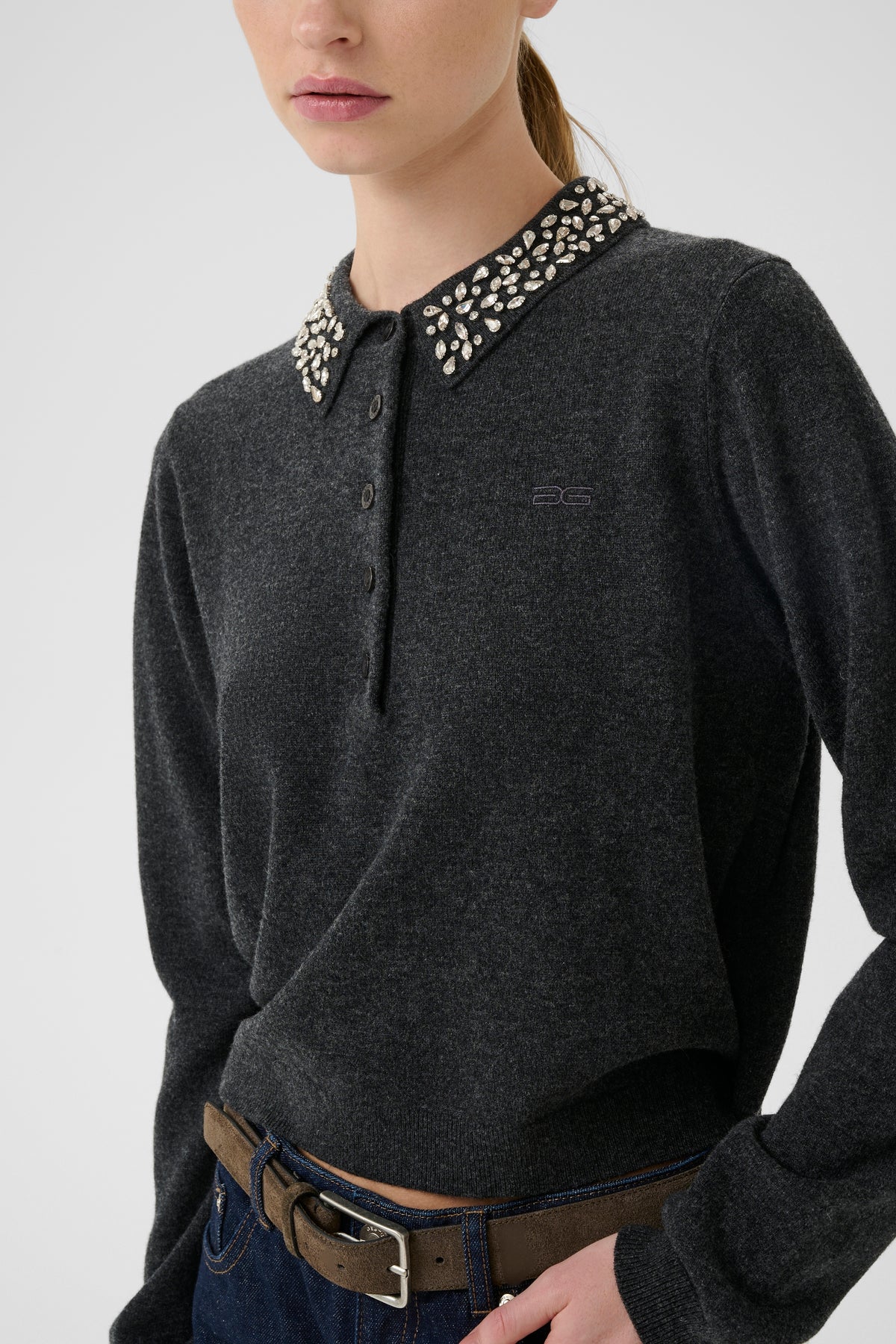 Gzmanzi Deco Polo Pullover - Deep Graphite Melange