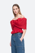 Loren Solid Off Shoulder Top - Ruby