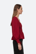 Regina Seersucker L/Slv Top - Röd