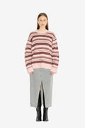 Fluffy Stripe Crew - Lt. Pink Mix