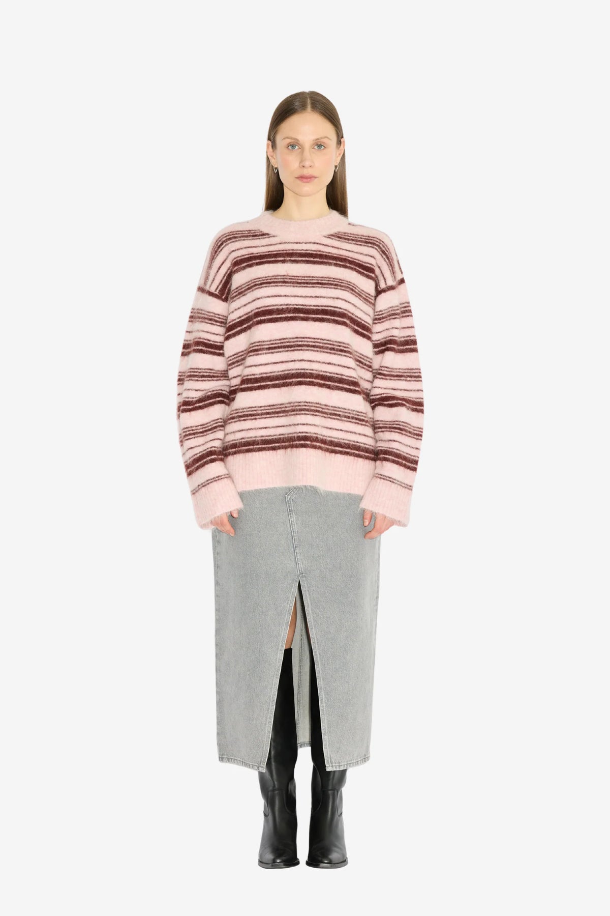 Fluffy Stripe Crew - Lt. Pink Mix