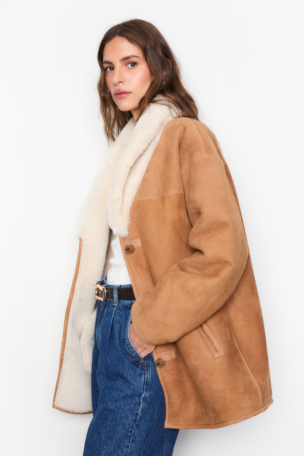 Melli Shearlingjacka - Camel Suede