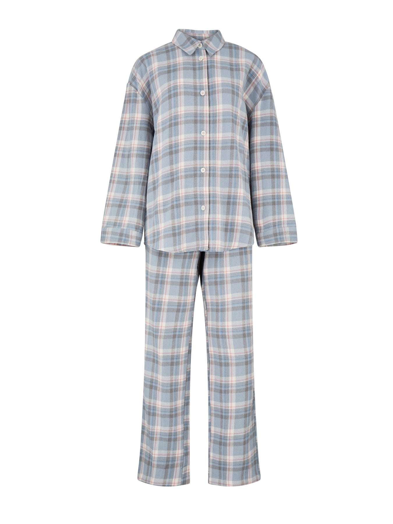 Flannel Pyjamas Set - Dusty Blue