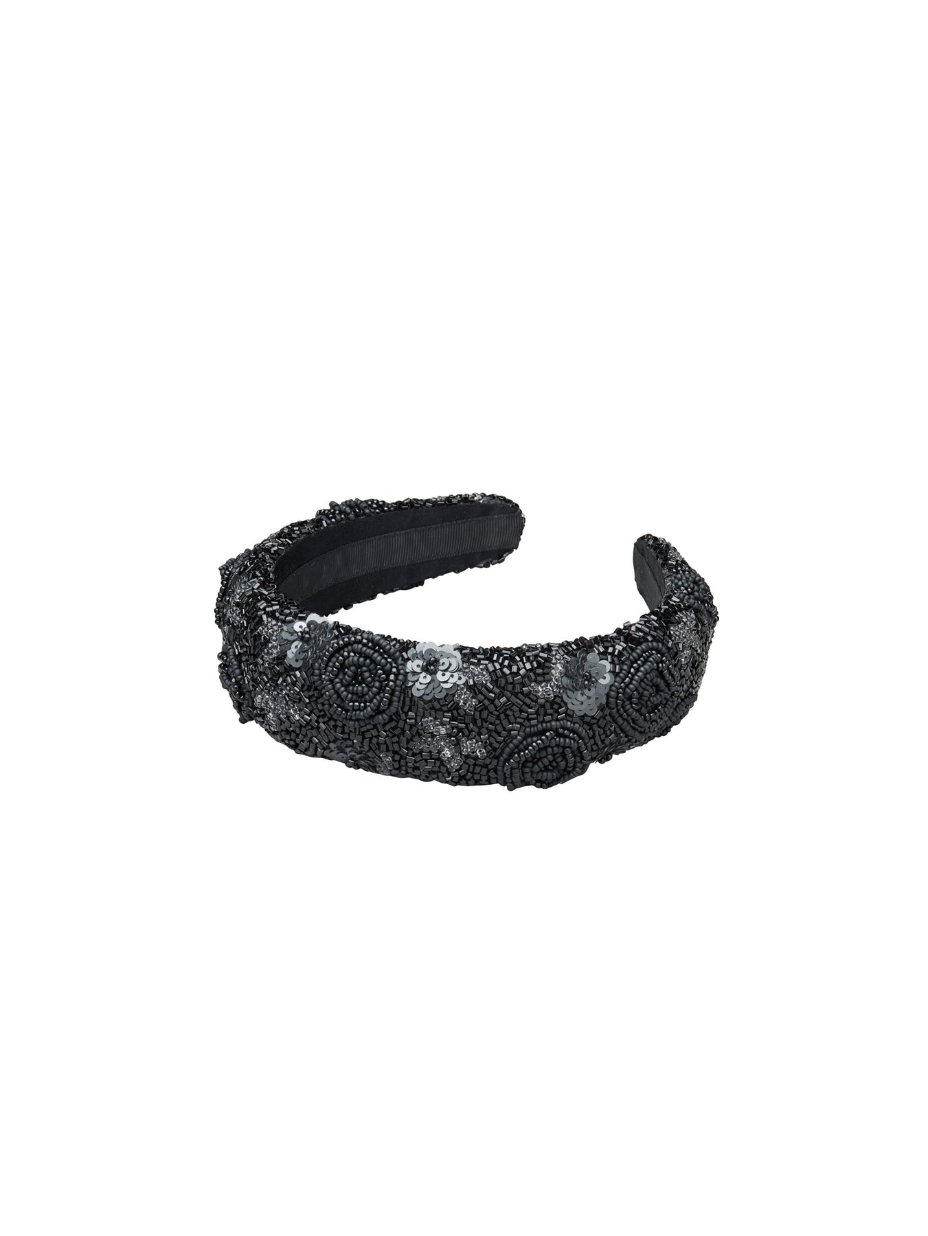 Florian Wide Beaded Hairbrace - Black
