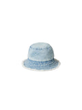 Washed denim bucket hat