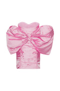 Sheer Satin Bow Dress - Cameo Pink