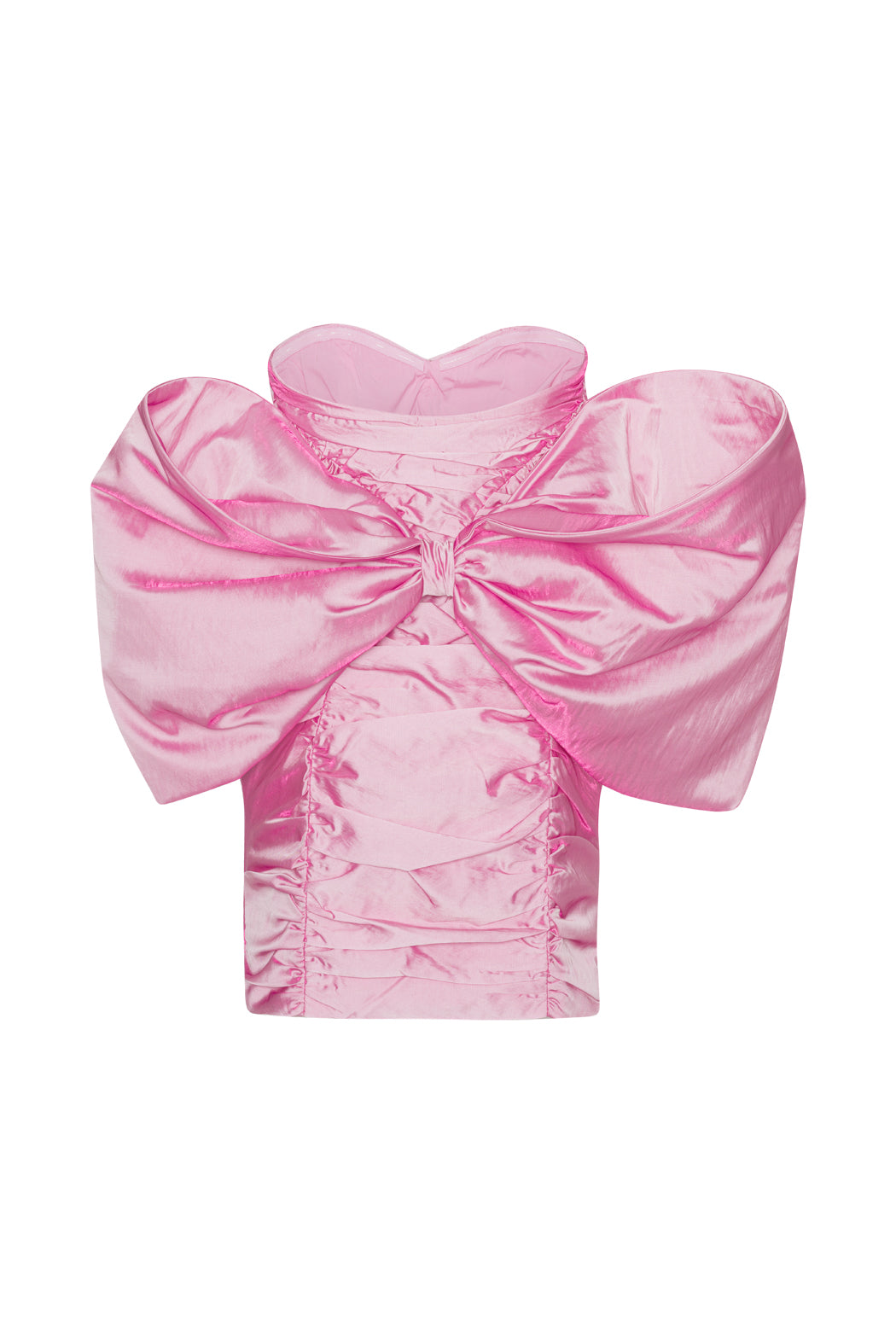 Sheer Satin Bow Dress - Cameo Pink