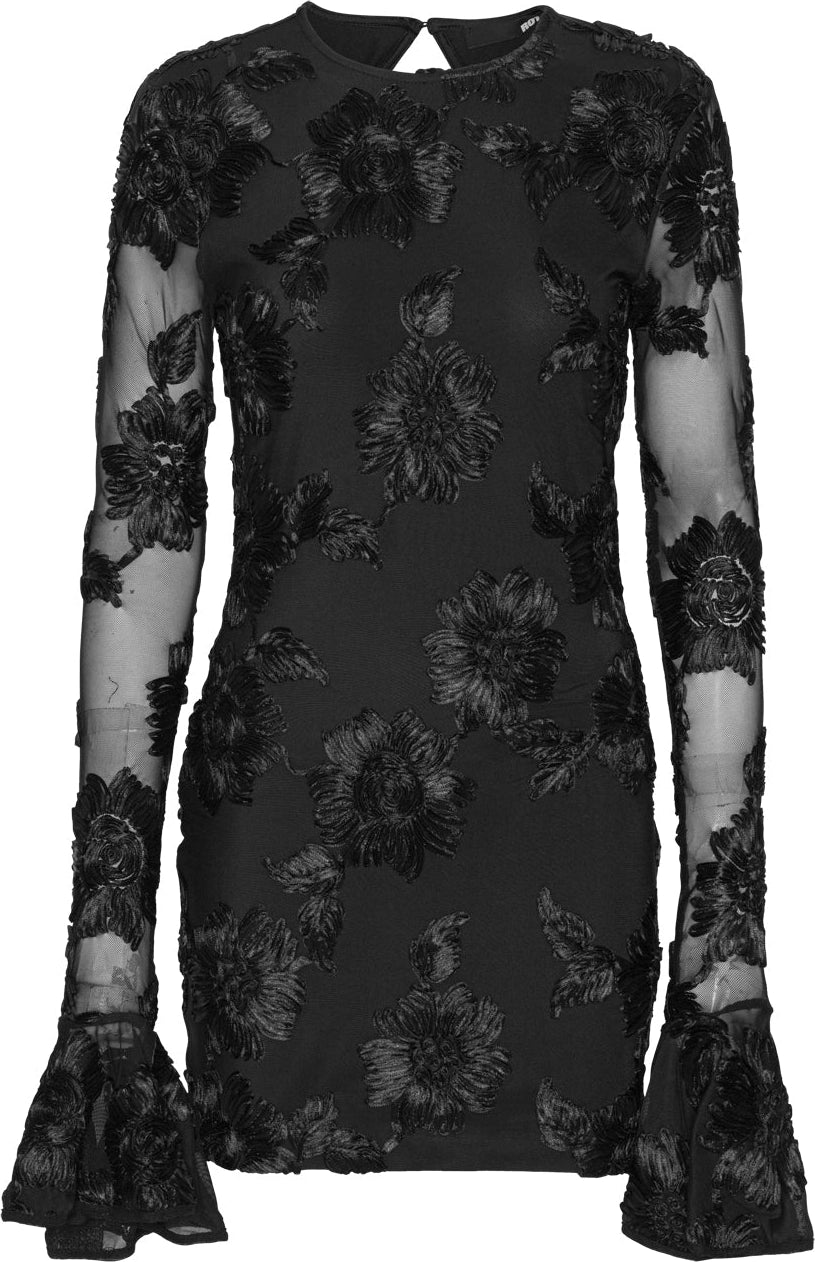 3D Mesh Tight Mini Dress - Black