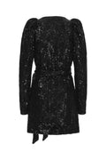 Sequins Mini Wrap Dress - Svart
