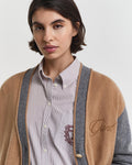 GANT Varsity V-Neck Cardigan - Whiskey Brown