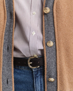 GANT Varsity V-Neck Cardigan - Whiskey Brown