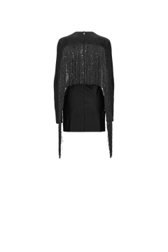 Sequin Fringe Mini Dress - Black
