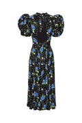 Satin Puff Sleeve Dress - Dot Stemed Rose + Tap Shoe Comb.