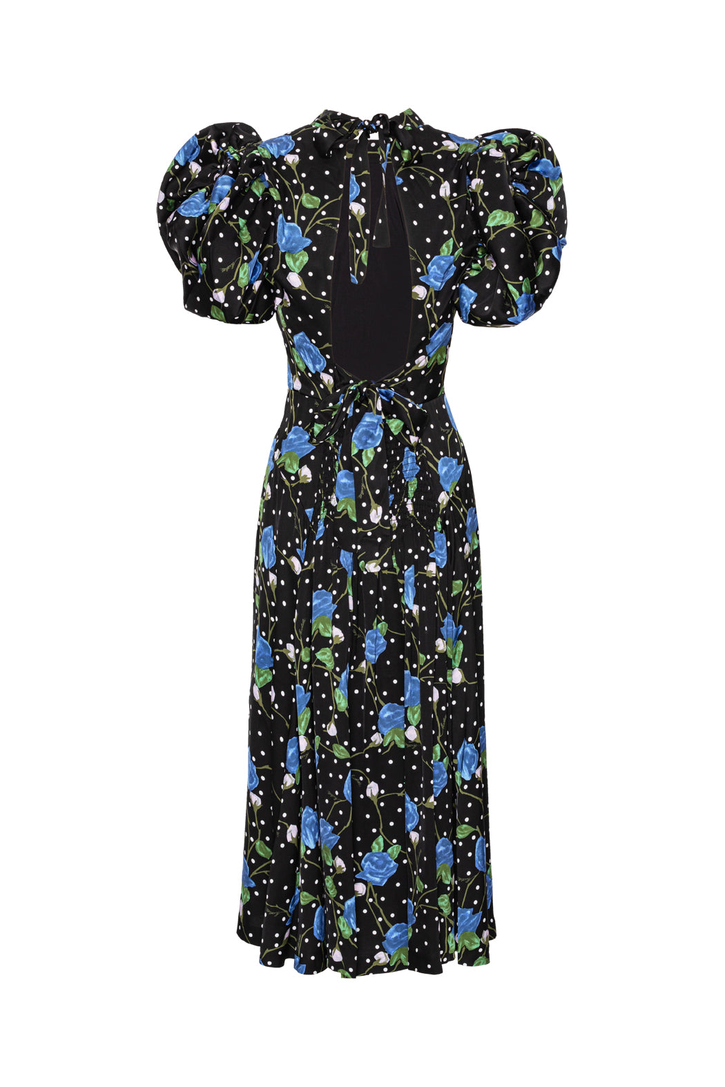 Satin Puff Sleeve Dress - Dot Stemed Rose + Tap Shoe Comb.
