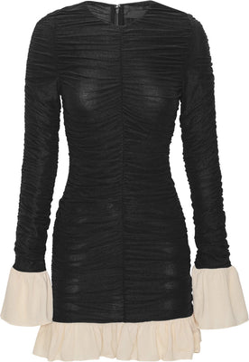 Mini Ruched Ls Dress - Black Comb.