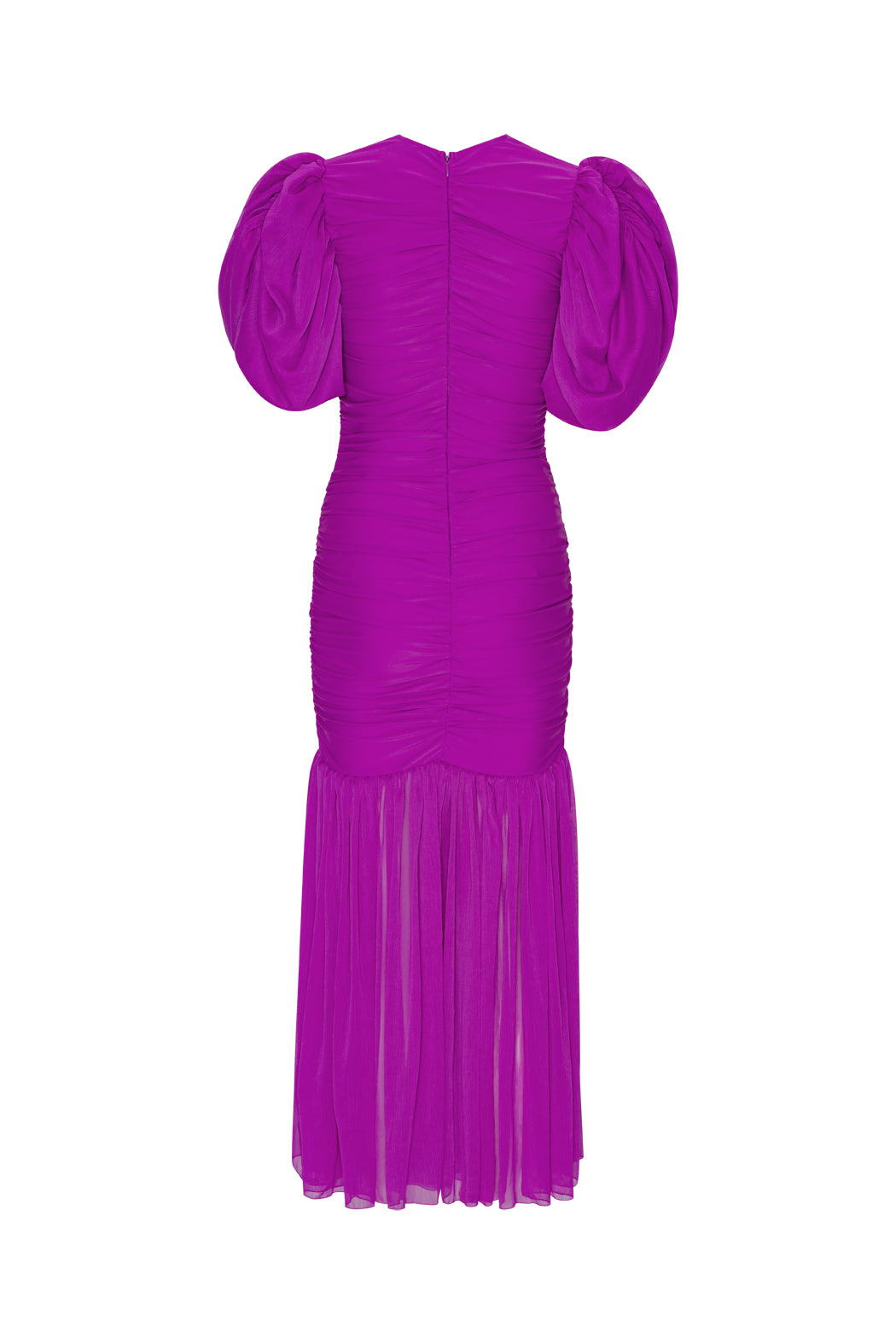 Chiffon Puff Sleeve Dress - Purple Cactus Flower