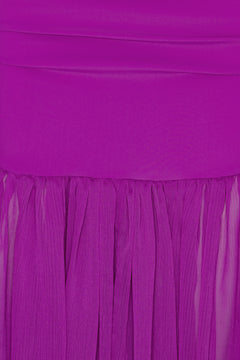 Chiffon Puff Sleeve Dress - Purple Cactus Flower