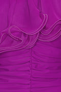 Chiffon Asymmetric Dress - Purple Cactus Flower