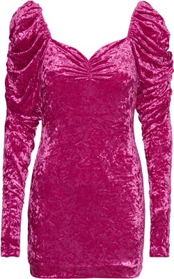 Velvet Puff Mini Dress - Very Berry Pink