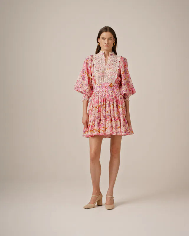 Cotton Slub Mini Dress - Hydrangea