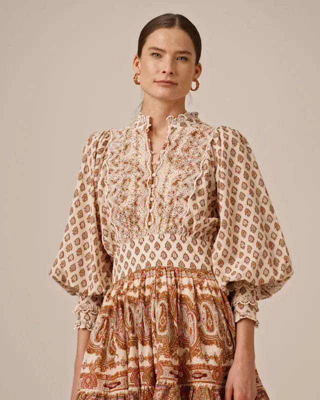 Cotton Slub Mini Dress - Paisley
