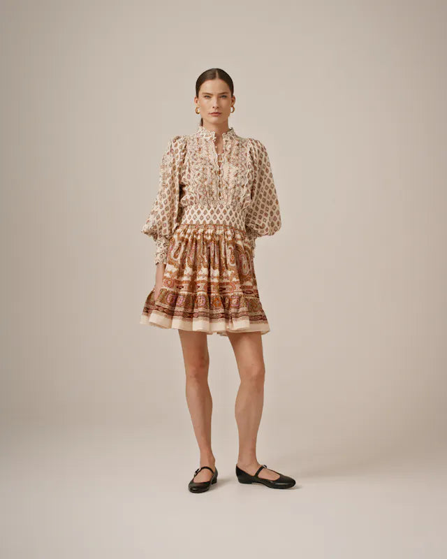 Cotton Slub Mini Dress - Paisley