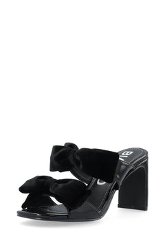 Biacherry Bow Mule Patent Velvet - Black