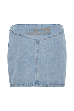 Denim Laced Mini Skirt - Light Blue Denim