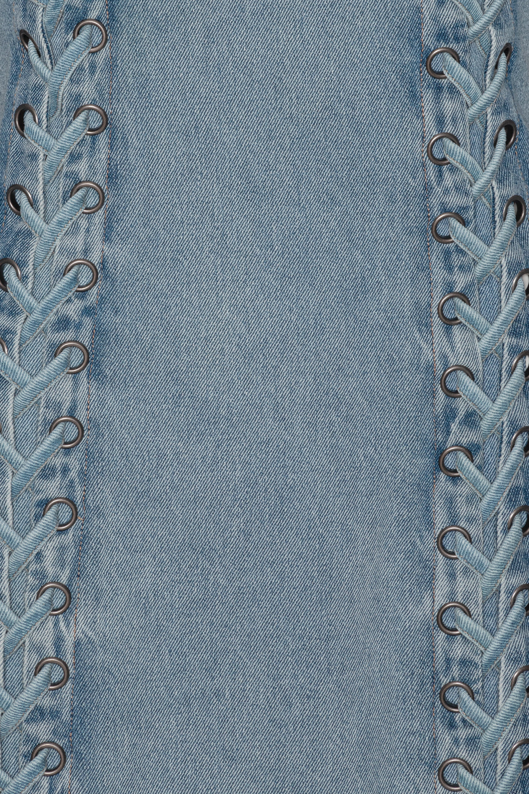 Denim Laced Mini Dress - Light Blue Denim
