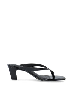Biaspice Toe Post Faux Leather - Black Patent
