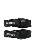 Biayve Square Slingback Sandal Faux Leather - Shiny Black