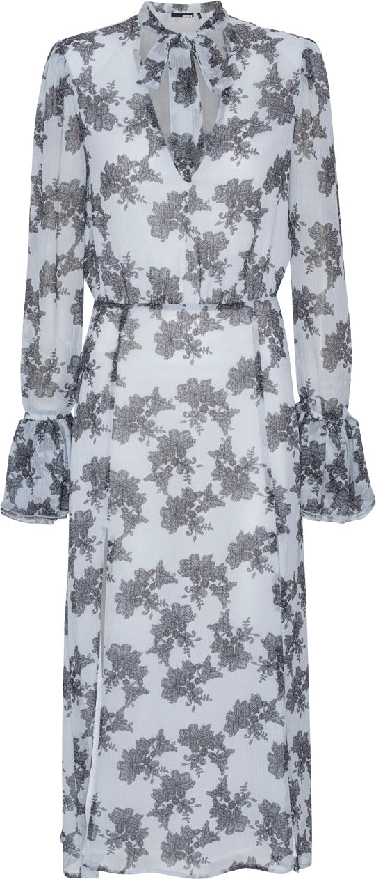 Chiffon Bow Midi Dress - Delicate Lace + Rock Ridge Comb.