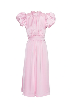 Satin Puff Midi Dress - Blushing Bride
